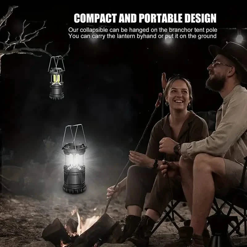 2-Pieces: Super Bright LED Camping Lantern - Portable and Collapsible Emergency Flashlight with Battery Power DailySale