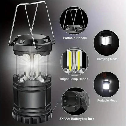 2-Pieces: Super Bright LED Camping Lantern - Portable and Collapsible Emergency Flashlight with Battery Power DailySale