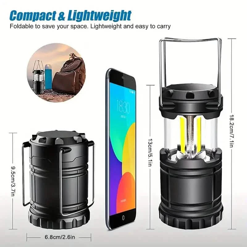 2-Pieces: Super Bright LED Camping Lantern - Portable and Collapsible Emergency Flashlight with Battery Power DailySale
