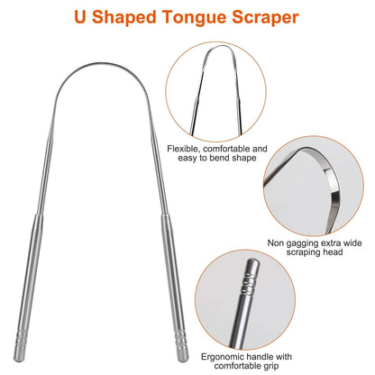 2-Pieces: Tongue Scraper Cleaner Stainless Steel DailySale