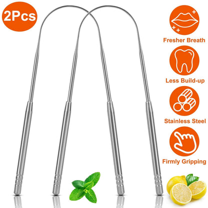 2-Pieces: Tongue Scraper Cleaner Stainless Steel DailySale