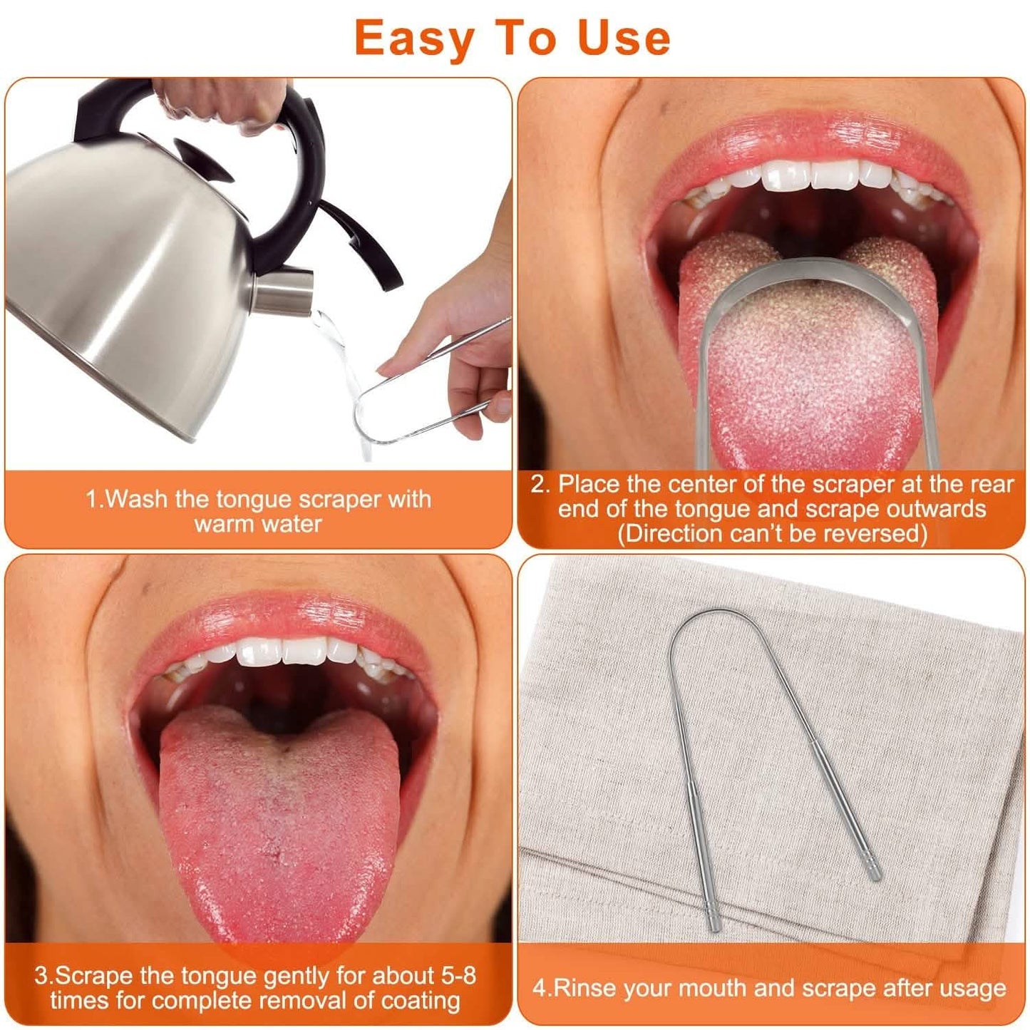 2-Pieces: Tongue Scraper Cleaner Stainless Steel DailySale