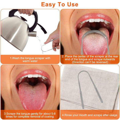 2-Pieces: Tongue Scraper Cleaner Stainless Steel DailySale