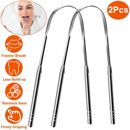 2-Pieces: Tongue Scraper Cleaner Stainless Steel DailySale