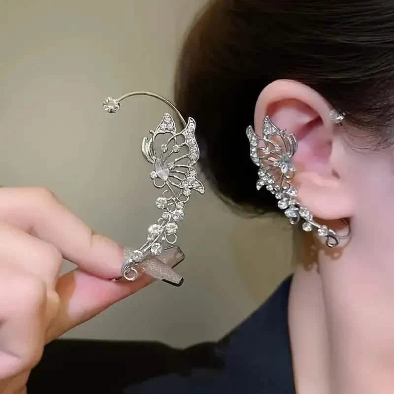 2-Pieces: Trendy Minimalist Style Hip Hop Hollow Butterfly Ear Climber DailySale