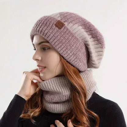 2-Pieces: Two-Tone Warm Knit Winter Hat DailySale