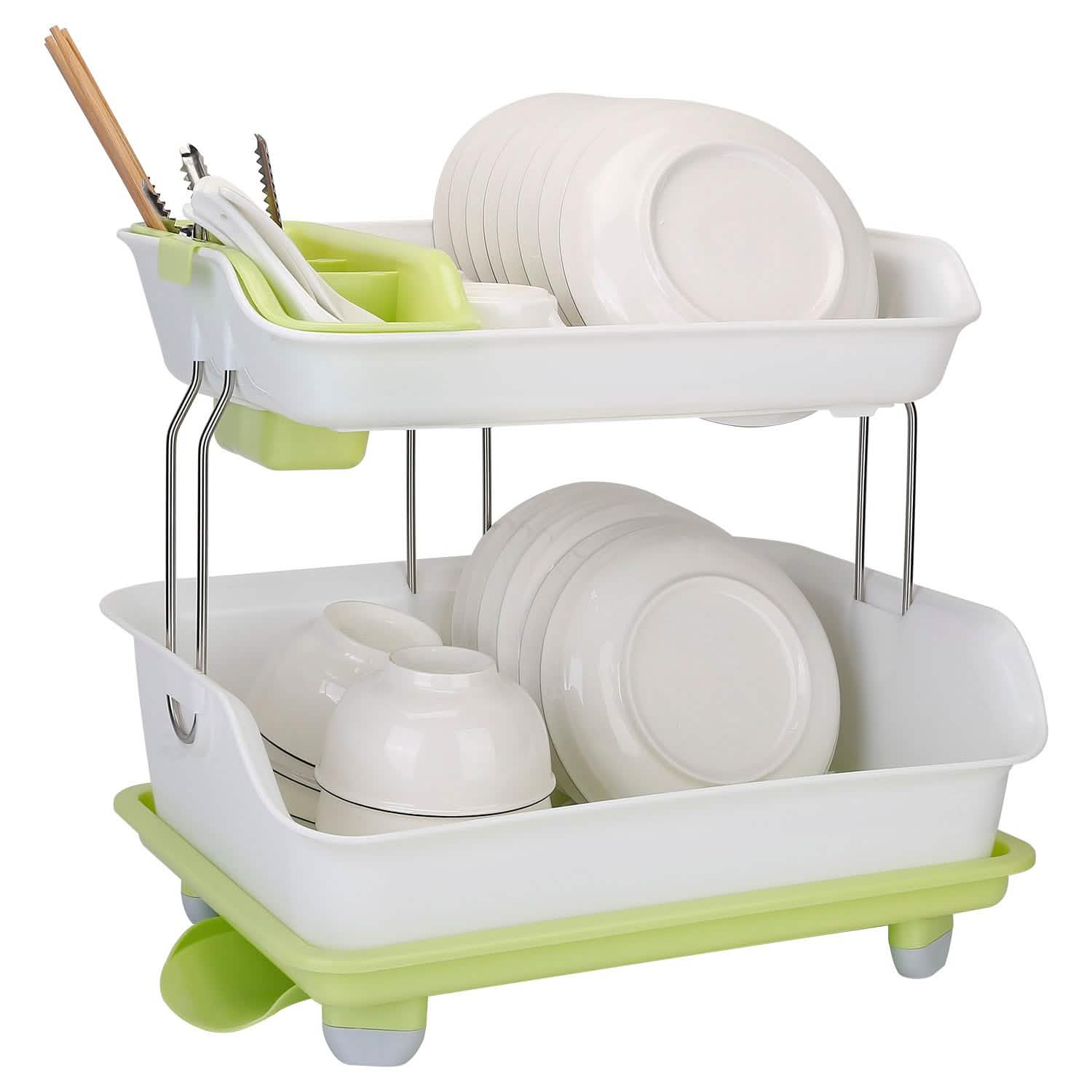 2-Tier Dish Drying Rack Cutlery Drainer DailySale