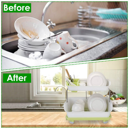 2-Tier Dish Drying Rack Cutlery Drainer DailySale
