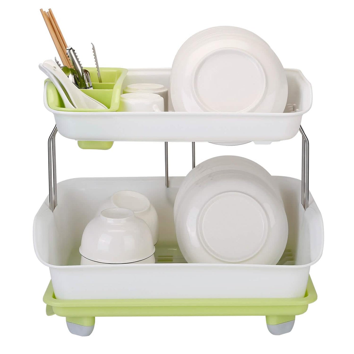 2-Tier Dish Drying Rack Cutlery Drainer DailySale