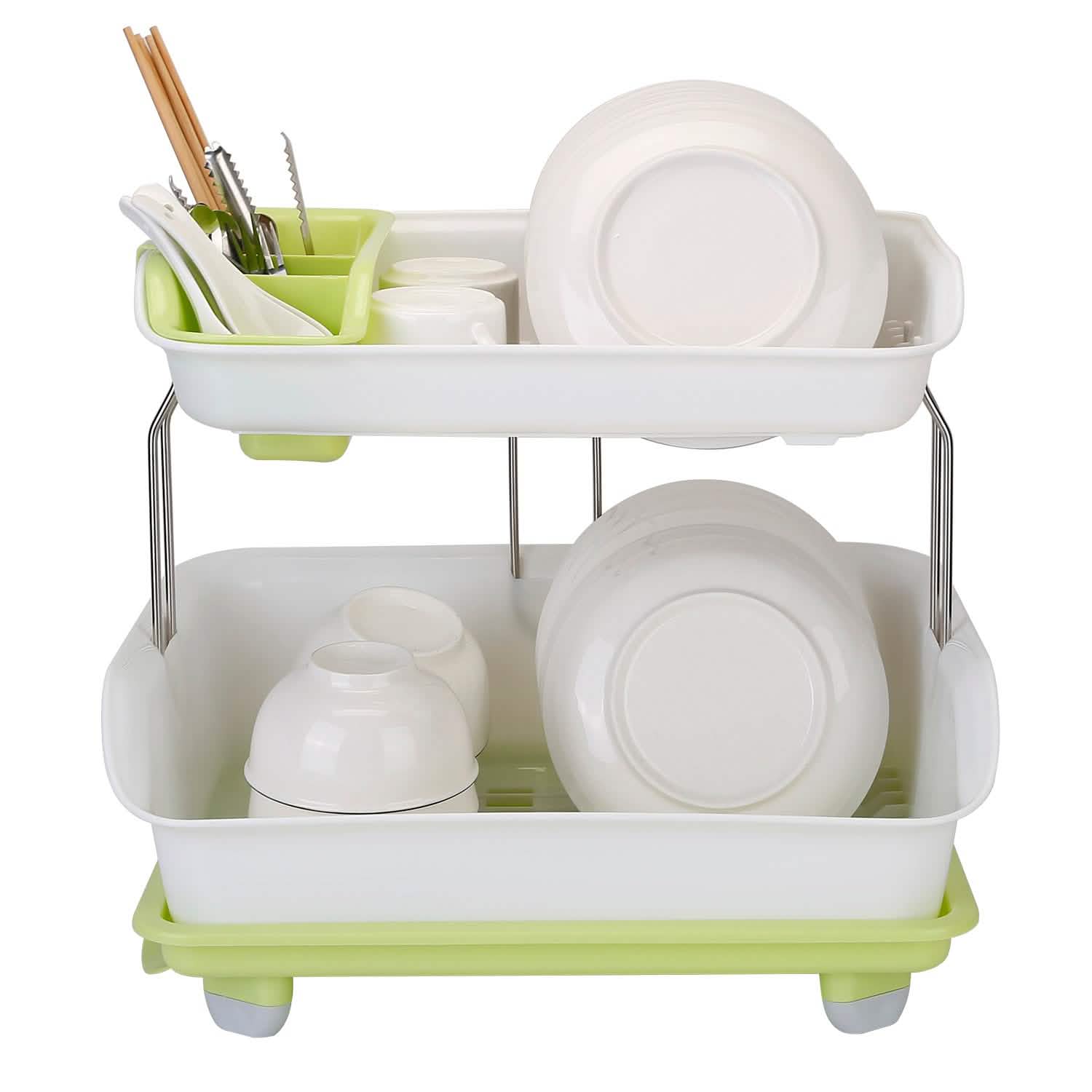 2-Tier Dish Drying Rack Cutlery Drainer DailySale