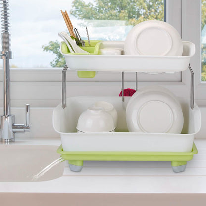 2-Tier Dish Drying Rack Cutlery Drainer DailySale