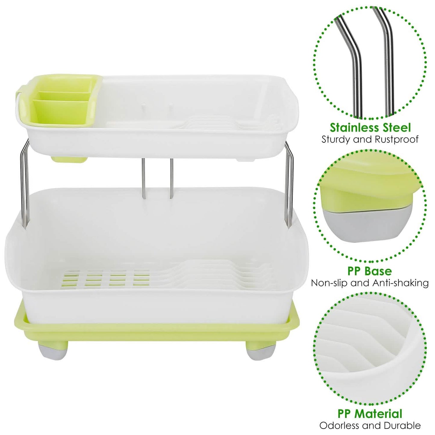 2-Tier Dish Drying Rack Cutlery Drainer DailySale