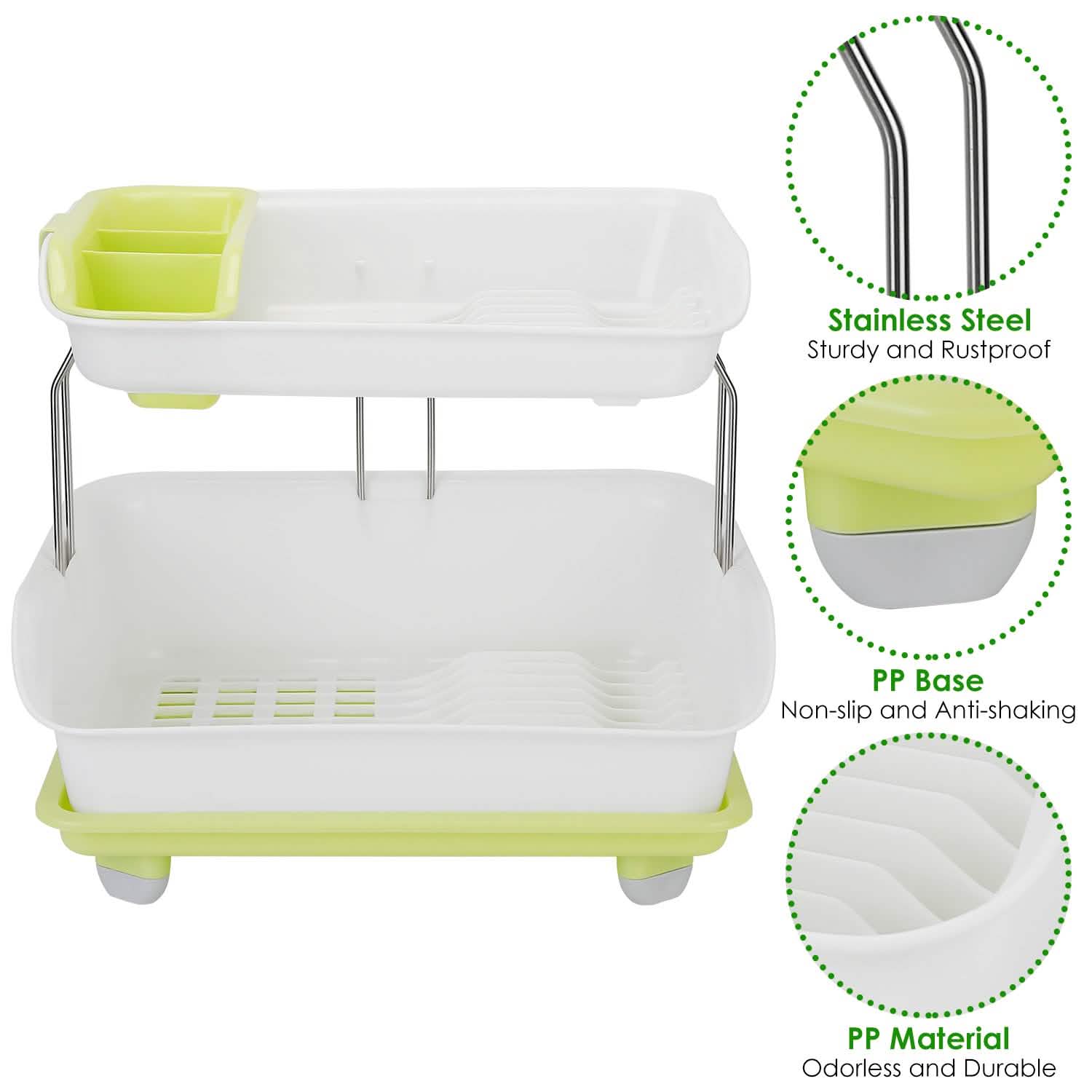 2-Tier Dish Drying Rack Cutlery Drainer DailySale