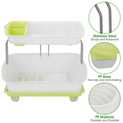 2-Tier Dish Drying Rack Cutlery Drainer DailySale
