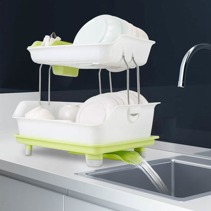 2-Tier Dish Drying Rack Cutlery Drainer DailySale