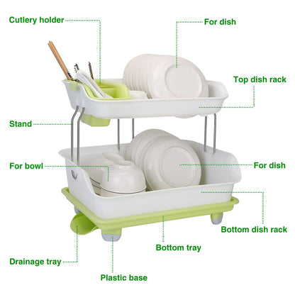 2-Tier Dish Drying Rack Cutlery Drainer DailySale