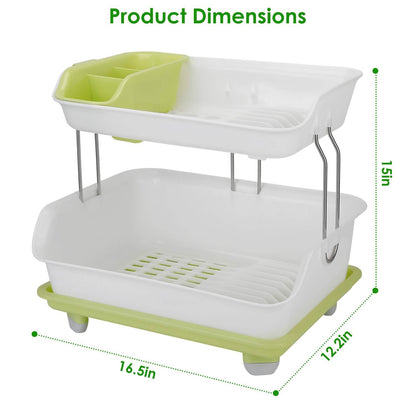 2-Tier Dish Drying Rack Cutlery Drainer DailySale