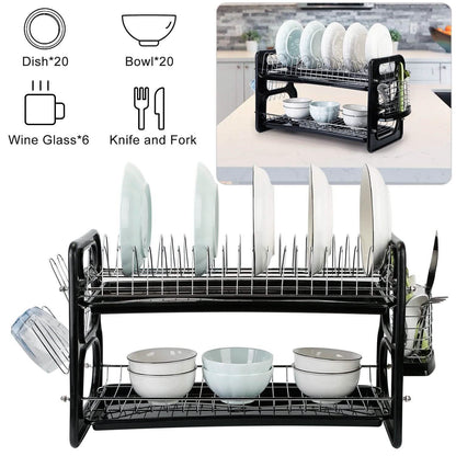 2-Tier Dish Drying Rack Drainboard Set DailySale