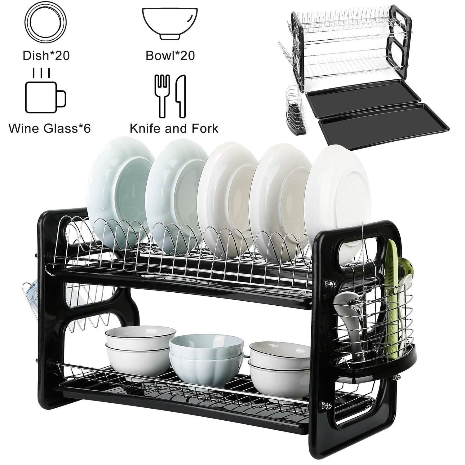 2-Tier Dish Drying Rack Drainboard Set DailySale