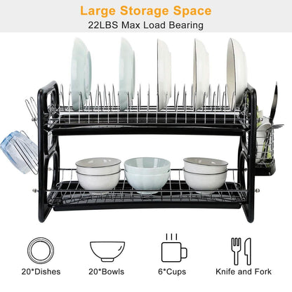 2-Tier Dish Drying Rack Drainboard Set DailySale