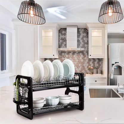 2-Tier Dish Drying Rack Drainboard Set DailySale