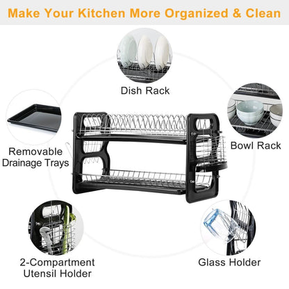 2-Tier Dish Drying Rack Drainboard Set DailySale