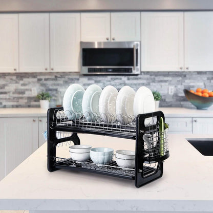 2-Tier Dish Drying Rack Drainboard Set DailySale