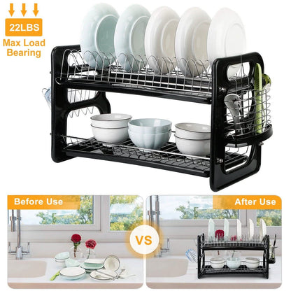 2-Tier Dish Drying Rack Drainboard Set DailySale