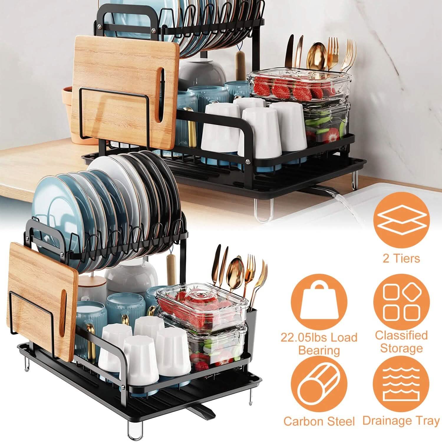 2-Tier Dish Drying Rack DailySale