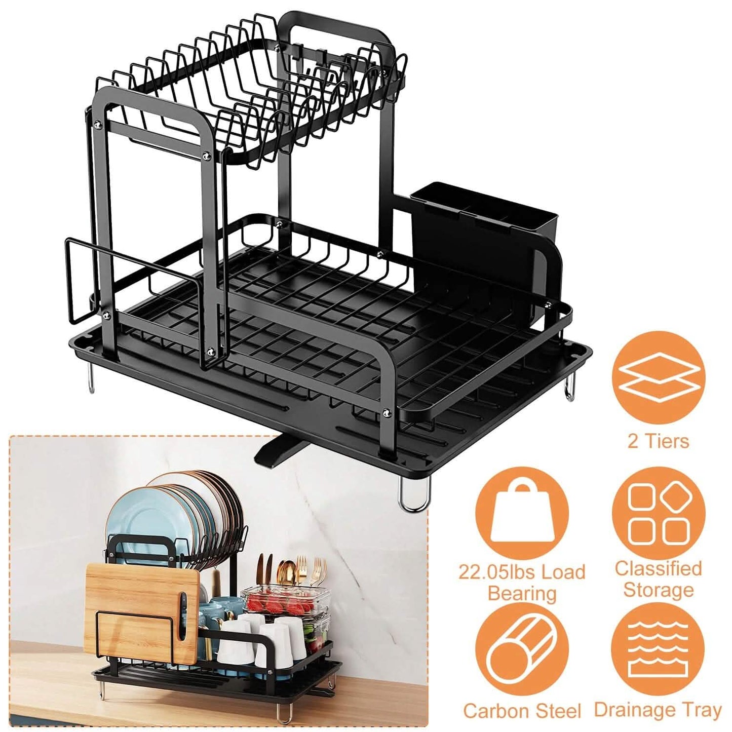 2-Tier Dish Drying Rack DailySale