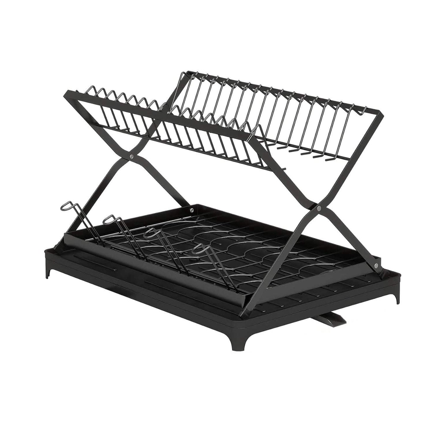 2-Tier Dish Drying Rack with Cup Holder and Drainboard DailySale