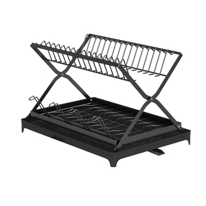 2-Tier Dish Drying Rack with Cup Holder and Drainboard DailySale