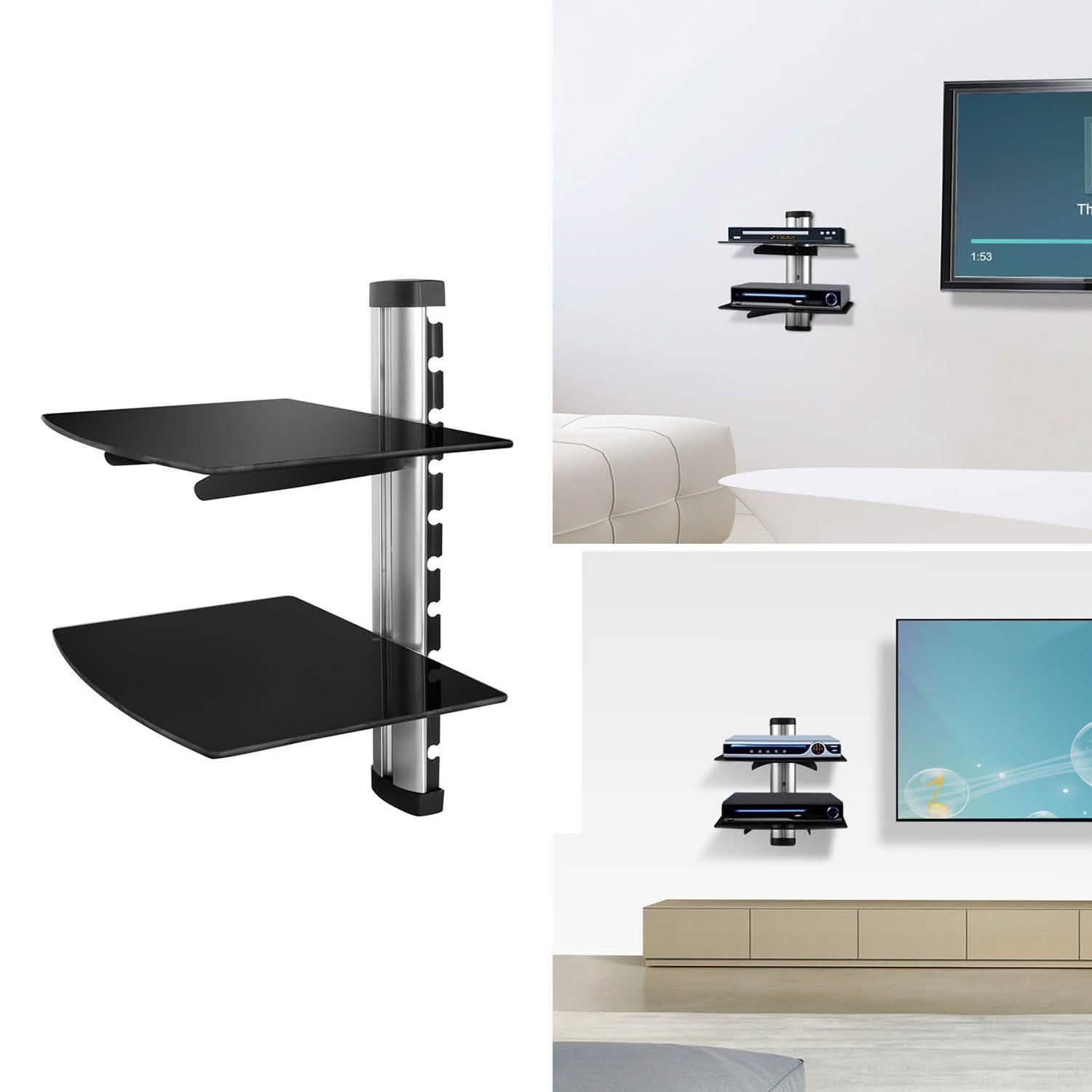2 Tier Dual Glass Shelf Wall Mount DailySale