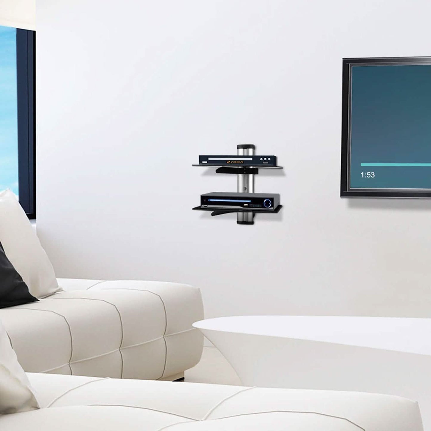 2 Tier Dual Glass Shelf Wall Mount DailySale