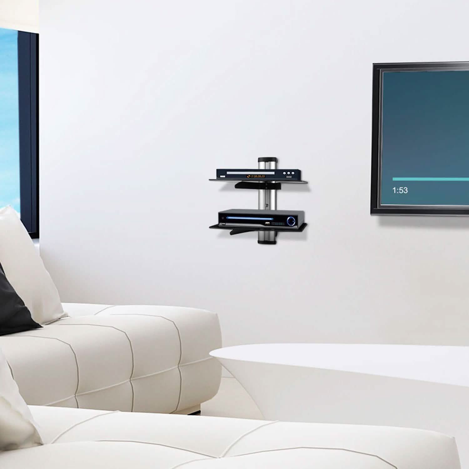 2 Tier Dual Glass Shelf Wall Mount DailySale