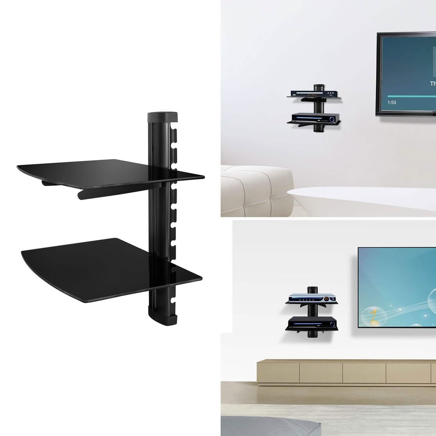 2 Tier Dual Glass Shelf Wall Mount DailySale