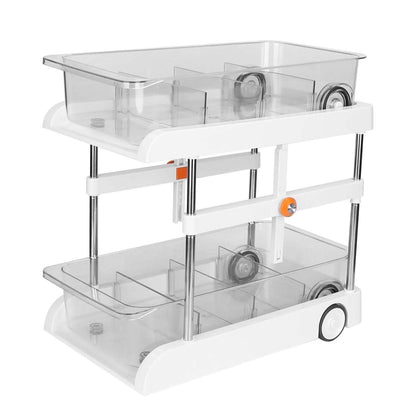 2-Tier Height Adjustable Under Sink Organizer with Flexible Wheels 2 Clear Trays DailySale