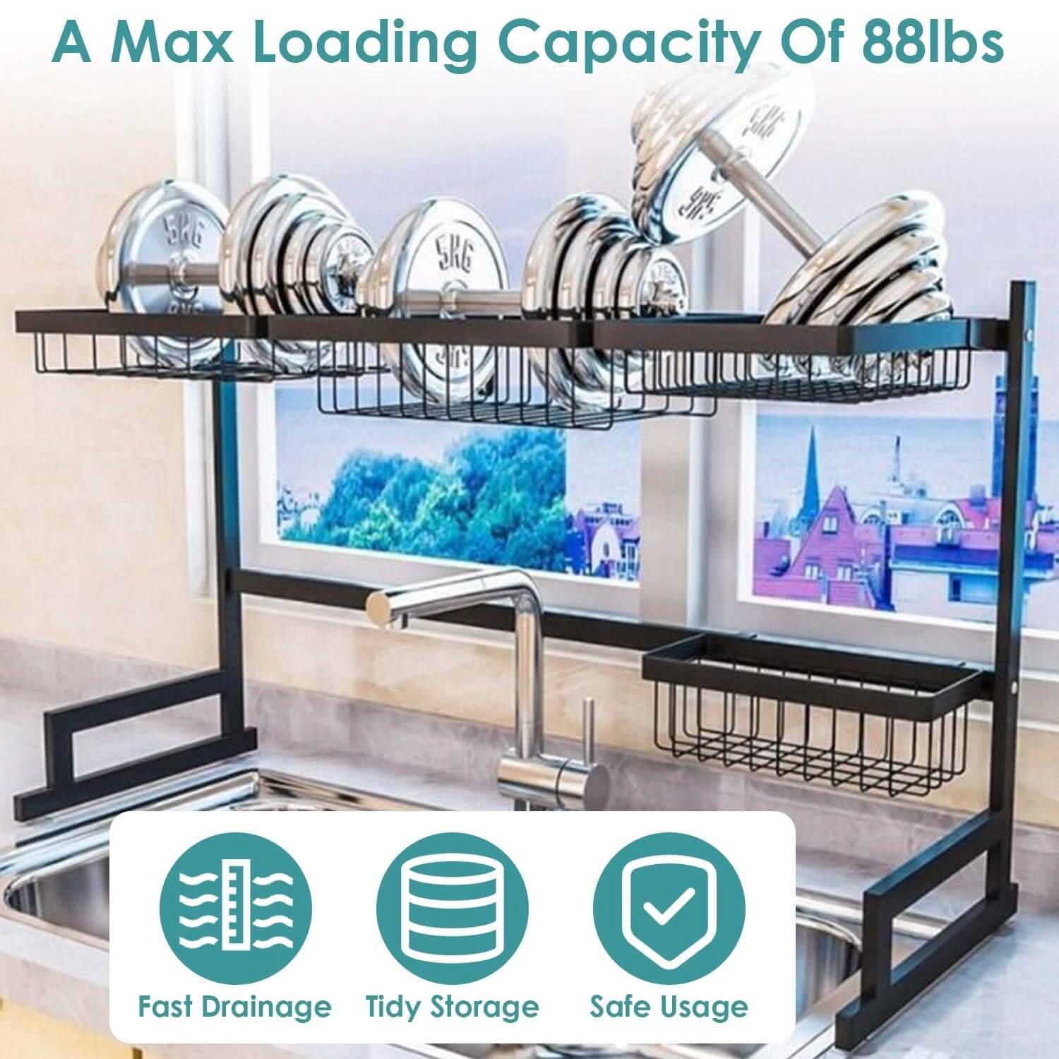 2-Tier Over the Sink Dish Drying Rack DailySale