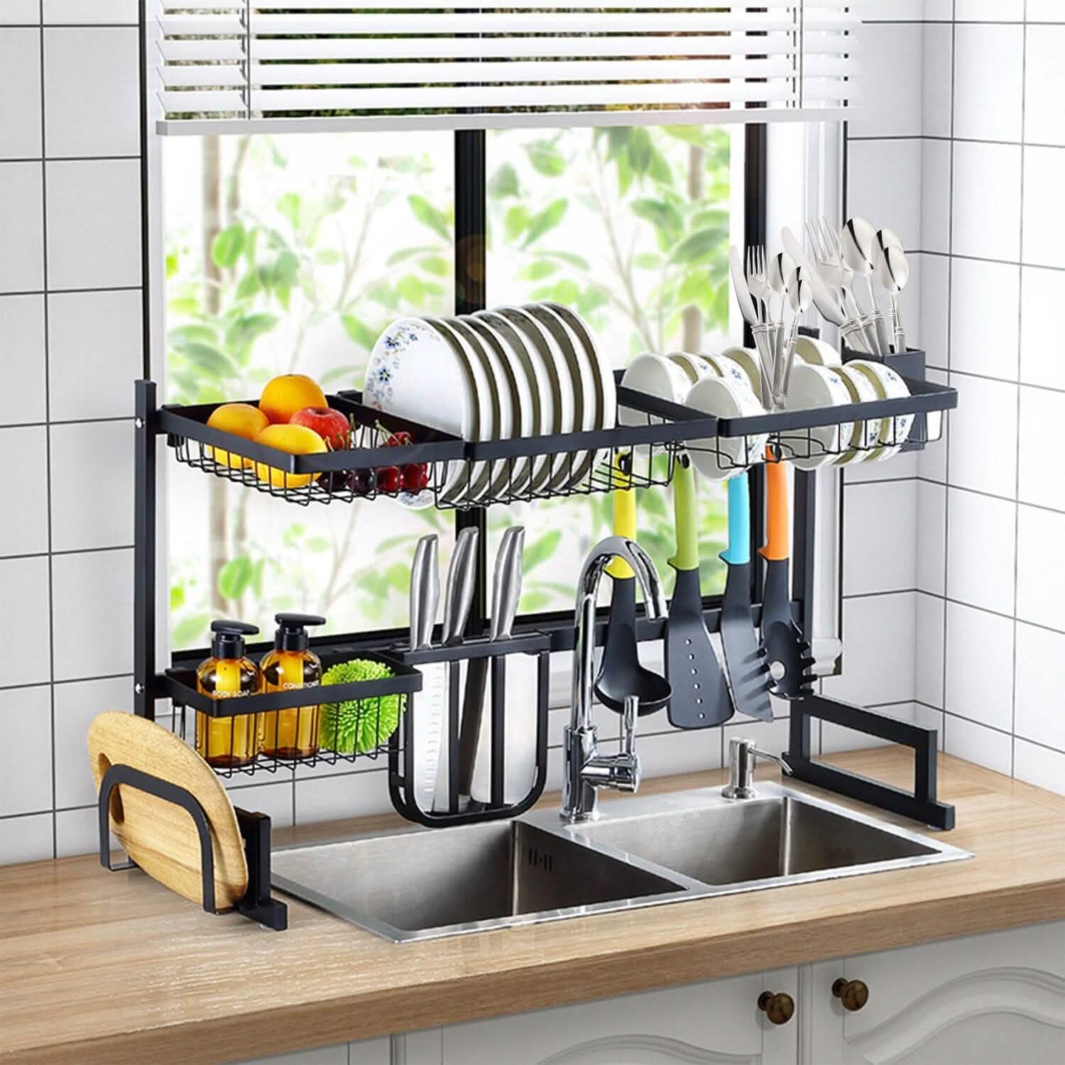 2-Tier Over the Sink Dish Drying Rack DailySale