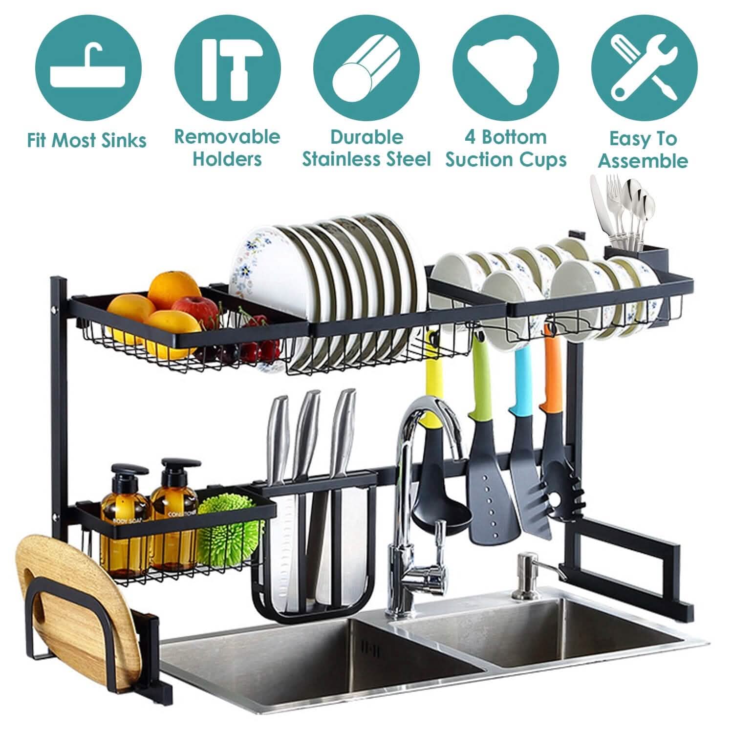 2-Tier Over the Sink Dish Drying Rack DailySale