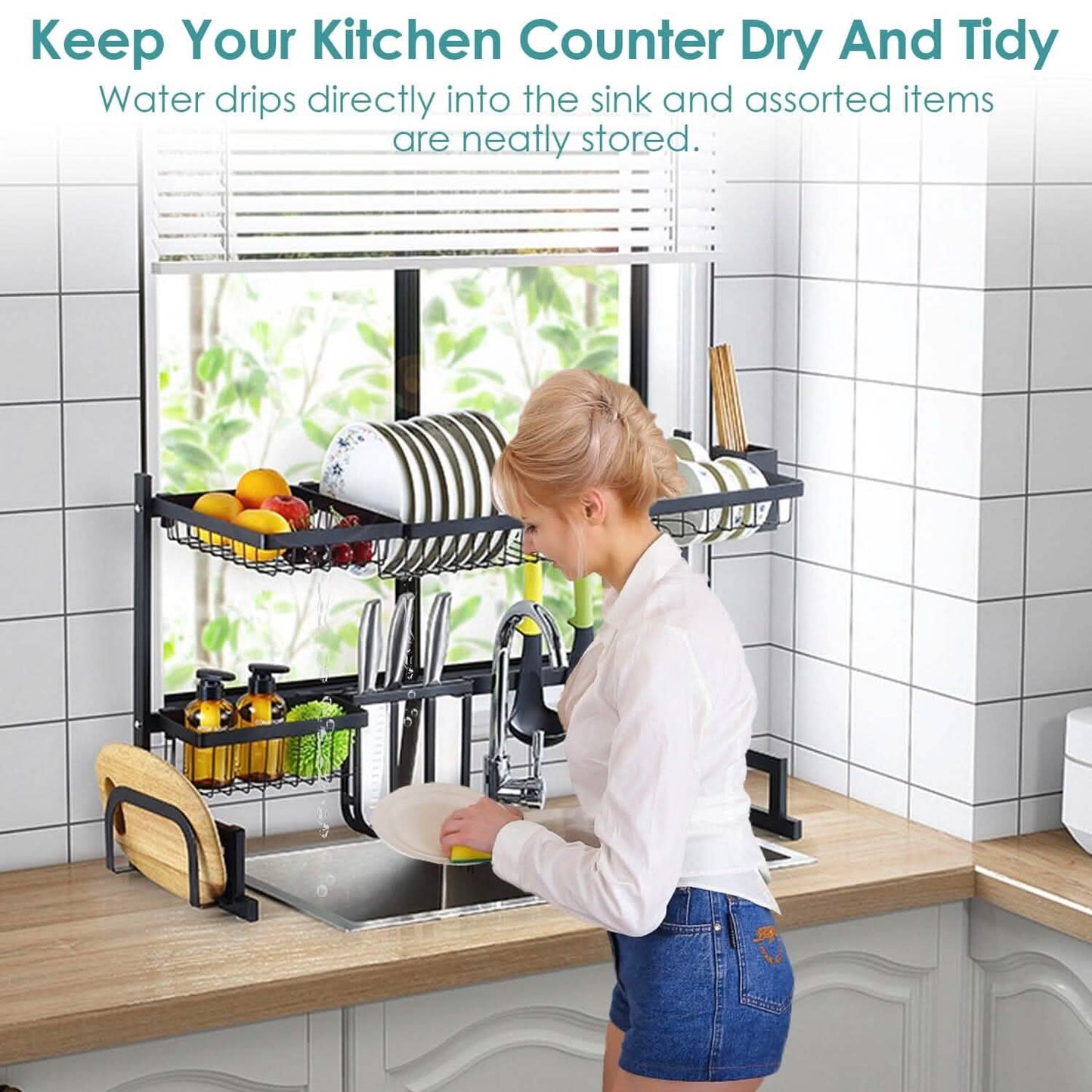 2-Tier Over the Sink Dish Drying Rack DailySale