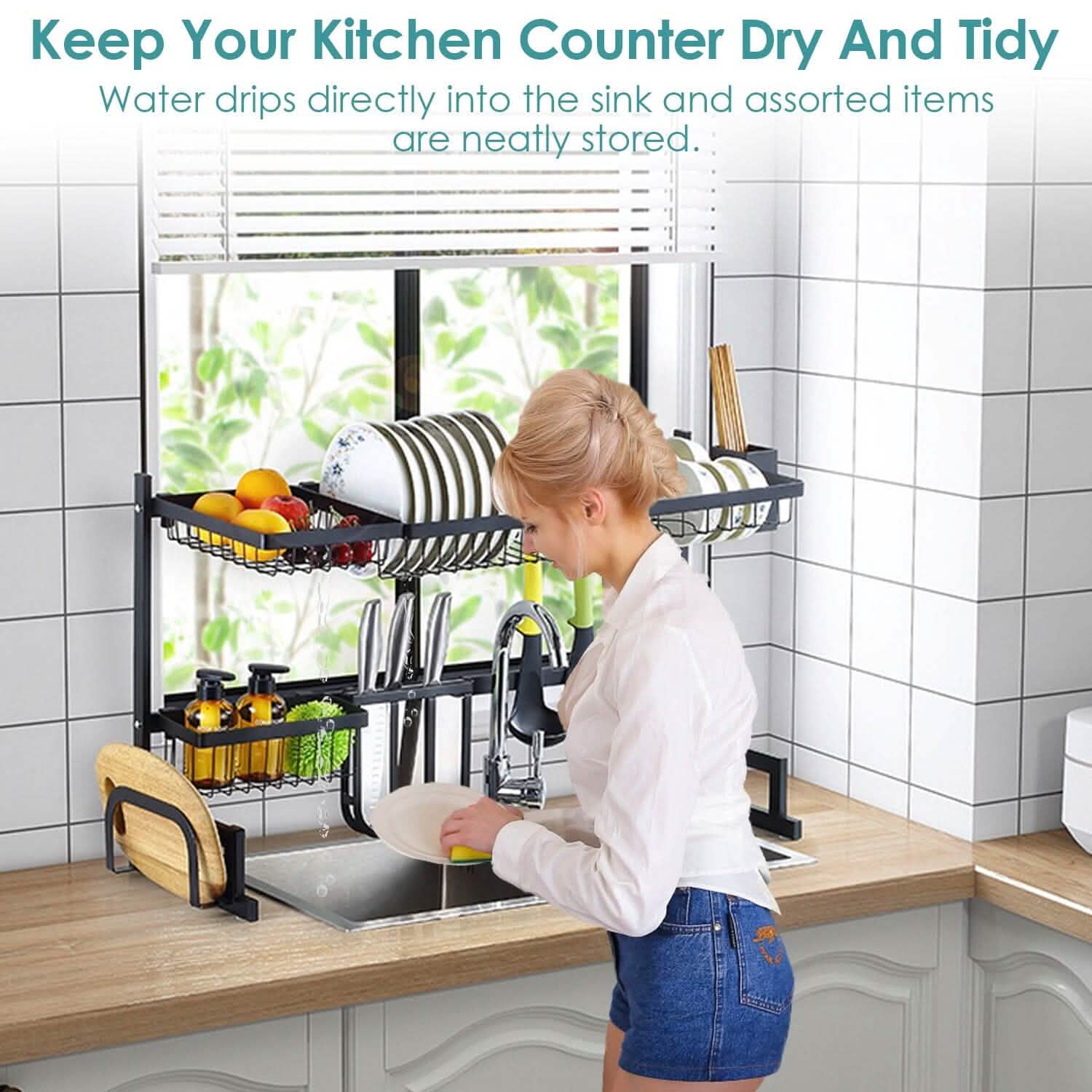 2-Tier Over the Sink Dish Drying Rack DailySale