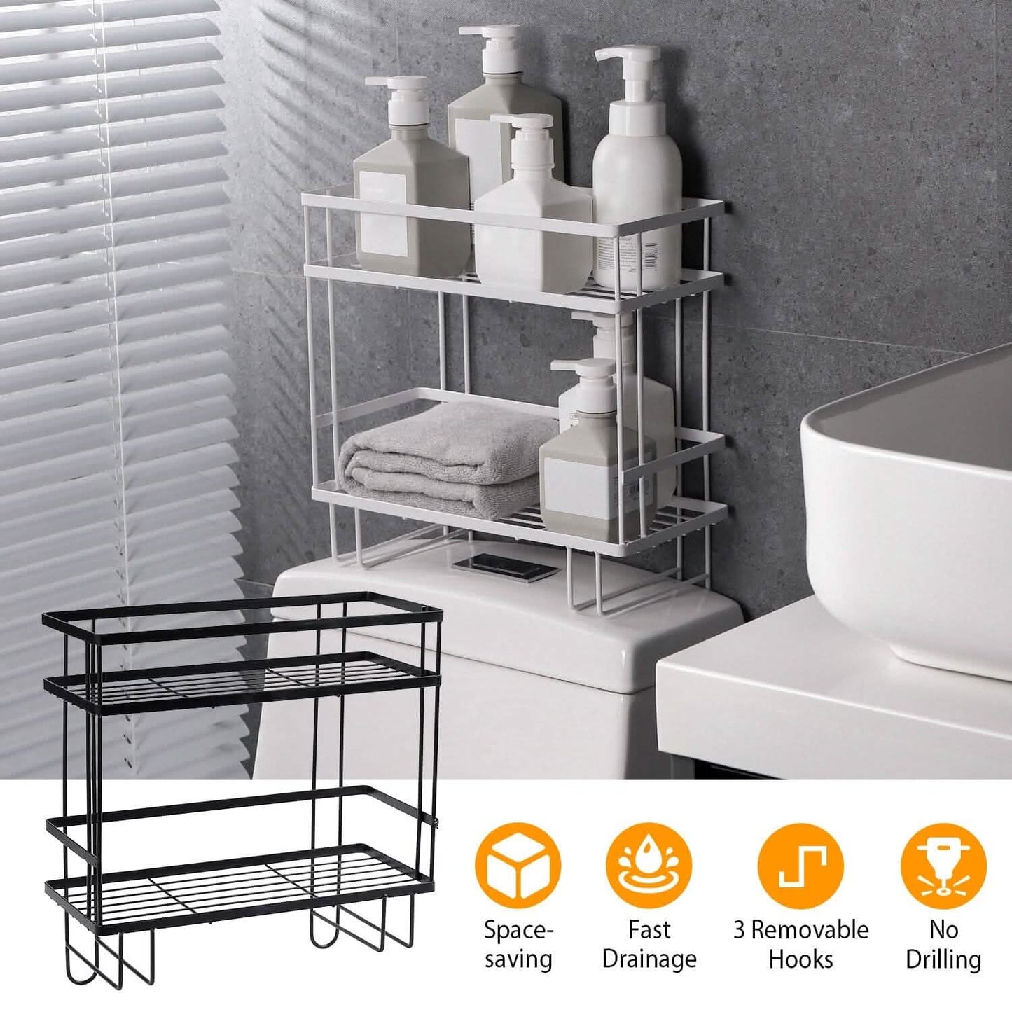 2-Tier Over the Toilet Storage Shelf Rack DailySale