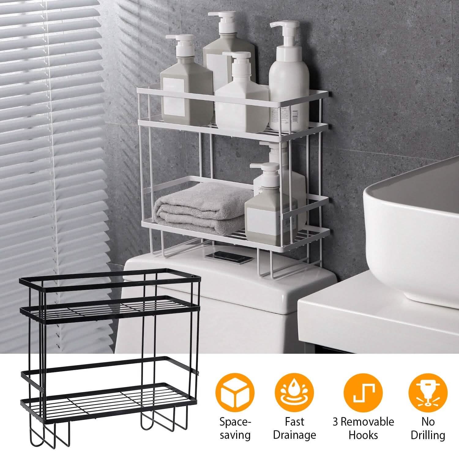 2-Tier Over the Toilet Storage Shelf Rack DailySale