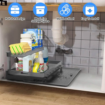 2-Tier Pull Out Under Sink Organizer DailySale