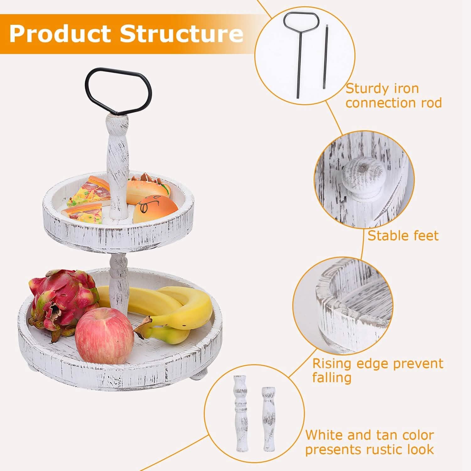 2-Tier Serving Tray Round Farmhouse Kitchen DailySale