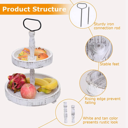 2-Tier Serving Tray Round Farmhouse Kitchen DailySale