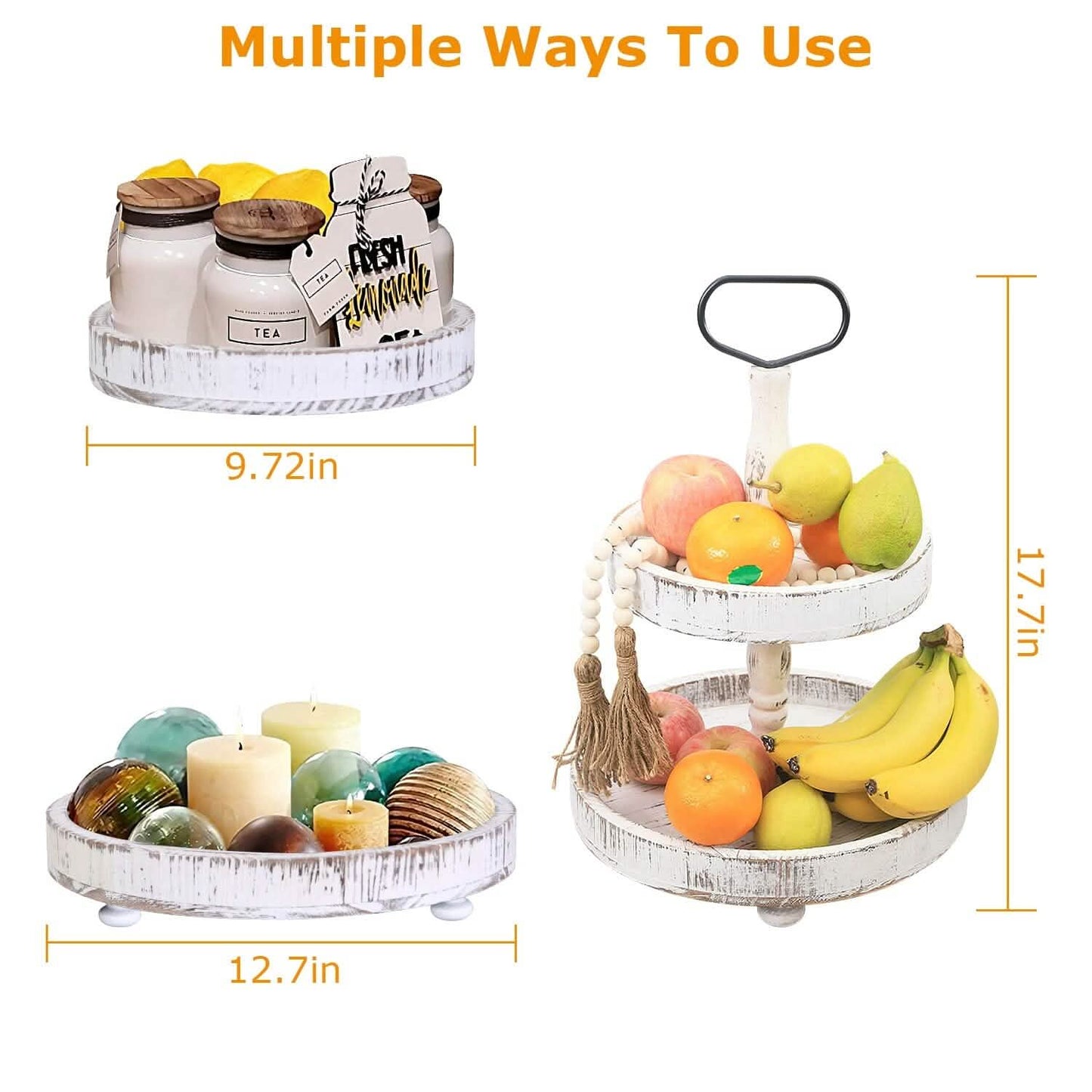 2-Tier Serving Tray Round Farmhouse Kitchen DailySale