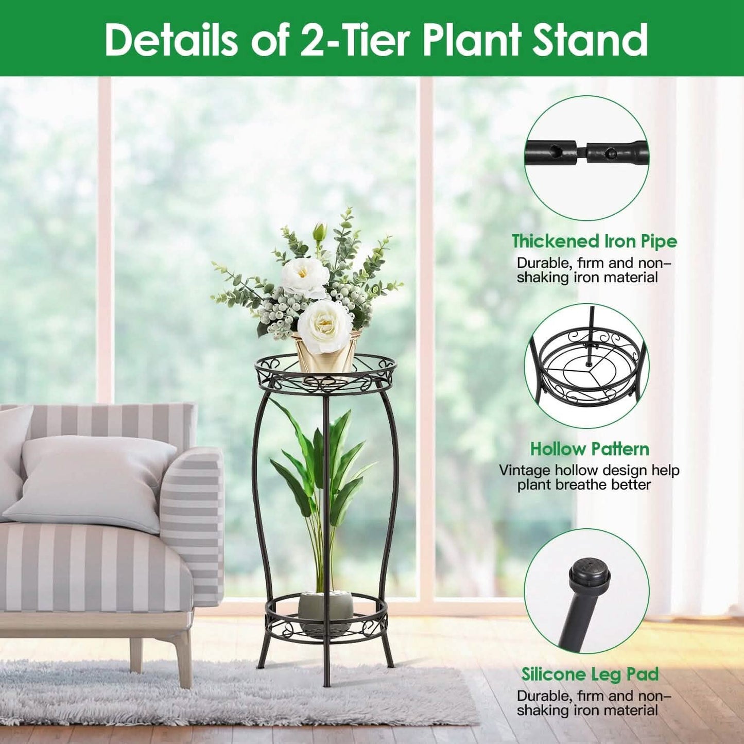 2-Tier Tall Plant Stand Rack Holder DailySale
