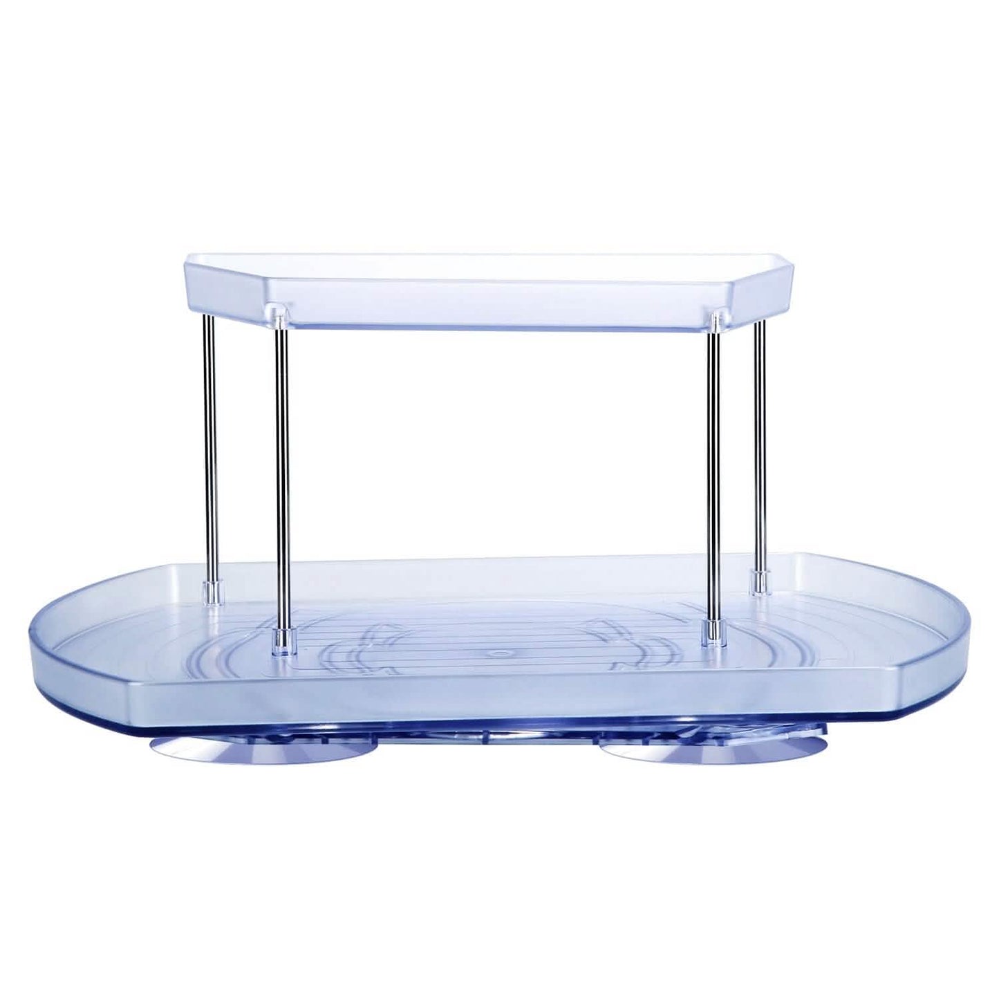2-Tier Turntable Organizer Rectangular Refrigerator Spinner Storage Rack with 360° Rotatable Slide Rail DailySale